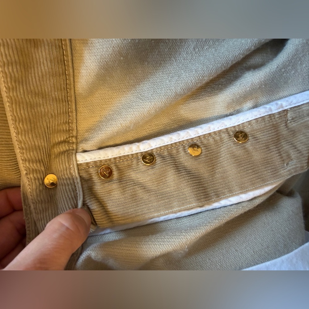LV Louis Vuitton Pants Beige Gold Tone Buttons Men Corduroy Cotton 50 US 40 - Picture 8 of 13